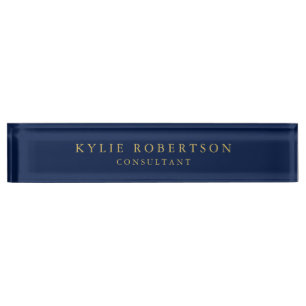 Blue Gold Colours Professional Trendy Modern Plain Nameplate