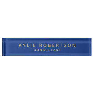 Blue Gold Colours Professional Trendy Modern Plain Nameplate