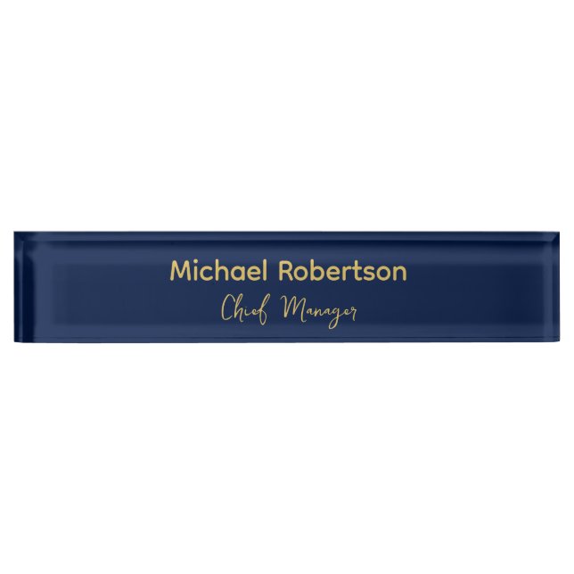 Blue Gold Colours Professional Trendy Modern Plain Nameplate (Front)