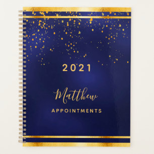 Blue gold confetti business appointments planner