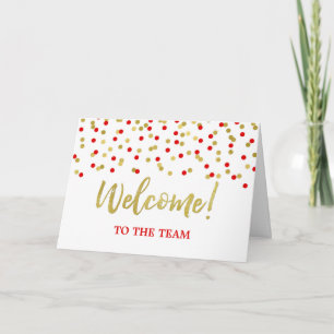 Blue Gold Confetti Employee Welcome to the Team Card