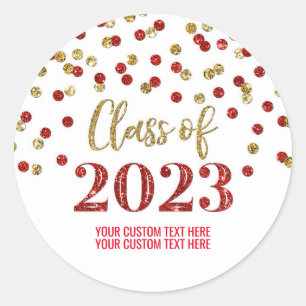 Blue Gold Confetti Graduation 2023 Classic Round Sticker