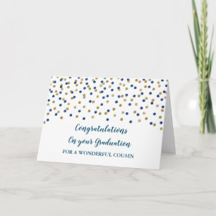 Blue Gold Cousin Congratulations Graduation Card