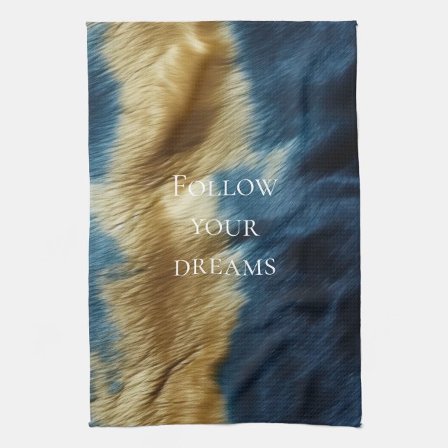 Blue Gold Cowhide Tea Towel (Vertical)