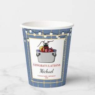 Blue Gold Crawfish Boil Graduation Party Paper Cups