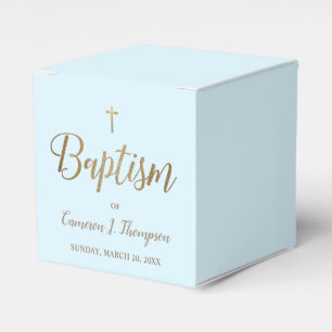 Blue gold cross Baptism Thank you Custom Favour Box
