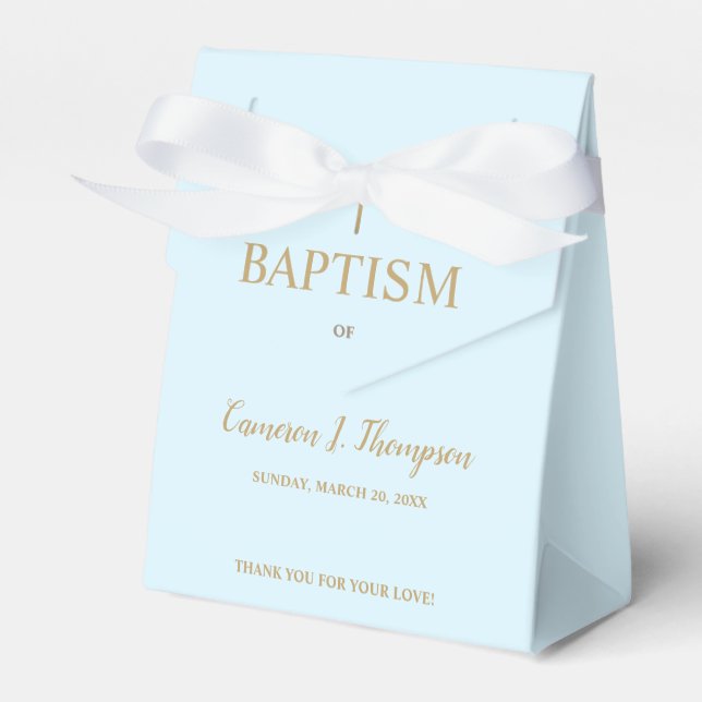 Blue gold cross Baptism Thank you Custom Favour Box (Front Side)