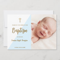 Blue Gold cross Custom Modern Baby Boy Baptism