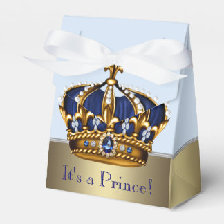 Blue Gold Crown Little Prince Boy Baby Shower Favour Box
