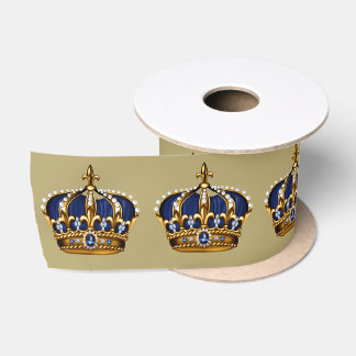 Blue Gold Crown Prince Baby Shower Satin Ribbon