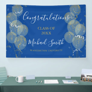 Blue & Gold Custom Party Personalised Graduation Banner
