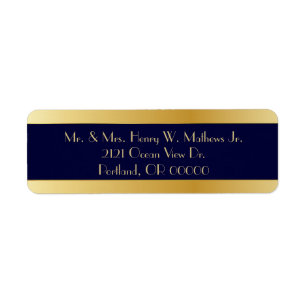 Blue & Gold Custom Return Address Labels