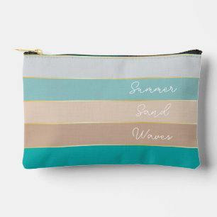 blue gold Custom Summer Colour Block Stripes Accessory Pouch