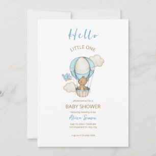 Blue Gold Cute Baby Boy Shower Invitation