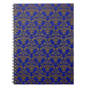 Blue & Gold Damask Pattern Notebook