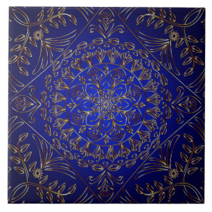 Blue Gold Decorative Ceramic Tile