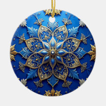 Blue Gold Decorative Holiday Ornament