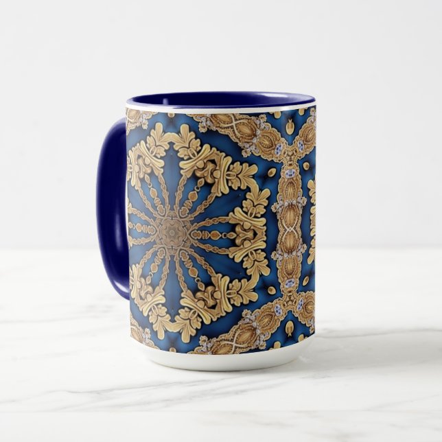 Blue Gold Decorative Mug (Front Left)