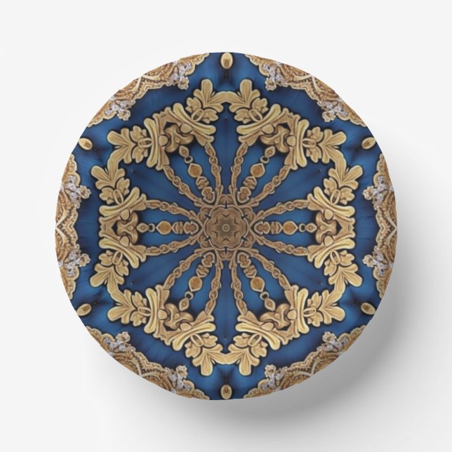 Blue Gold Decorative Paper Bowls Paper Plate (Front)
