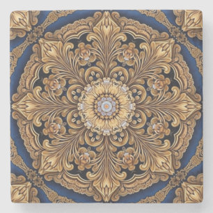 Blue Gold Decorative Stone Coaster