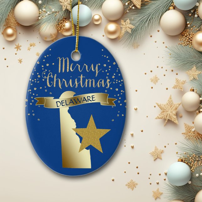Blue Gold Delaware Star Ceramic Tree Decoration (Creator Uploaded)