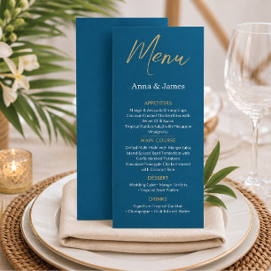 Blue & Gold Destination Wedding Reception Menu