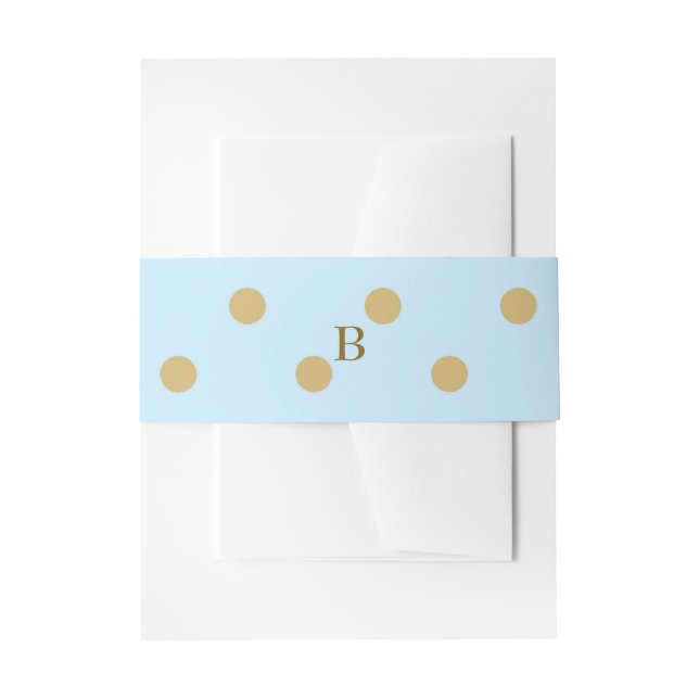 Blue & Gold Dots Prince Birthday Party Invitation Belly Band (Front Example)