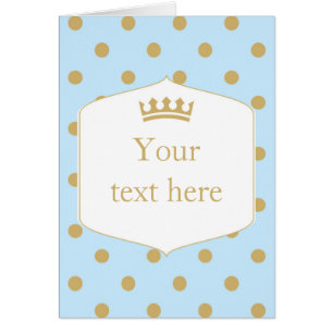 Blue & Gold Dots Royal Crown Prince Fold Card