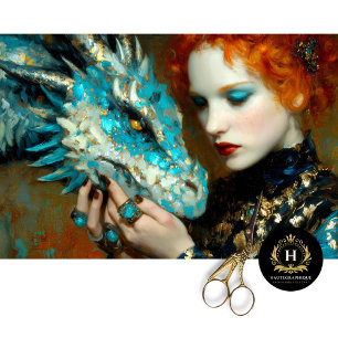 Blue & Gold Dragon Fantasy Decoupage Tissue Paper