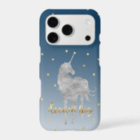 Blue Gold Dream Stars Unicorn