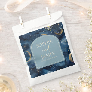 Blue Gold Elegant Celestial Starry Sky Wedding Favour Bags