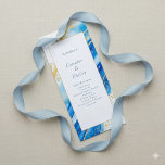 Blue Gold Elegant modern order of ceremony wedding Programme<br><div class="desc">This sophisticated wedding program showcases a striking blue and gold design, featuring sweeping watercolor textures and shimmering gold accents along the border. The clean, modern layout highlights the names of the couple and a detailed order of ceremony on one side, with the wedding party listed on the reverse. Elegant serif...</div>