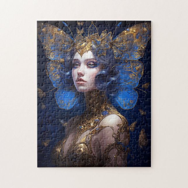 Blue Gold Fairy Fantasy Art Jigsaw Puzzle (Vertical)