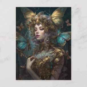 Blue Gold Fairy Fantasy Art Postcard