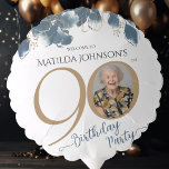 Blue Gold Floral Elegant Decor 90th Birthday Party Balloon<br><div class="desc">Blue Gold Floral Elegant Decor 90th Birthday Party Balloon. Indulge in the epitome of sophistication with our Blue Floral Birthday Theme, where elegance meets charm in every detail. Delicate blue florals dance gracefully against a backdrop of timeless sophistication, accentuated by shimmering gold text that adds a touch of luxury to...</div>