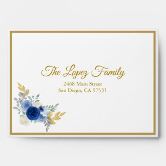Blue & Gold Floral Envelope