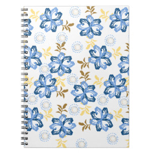 Blue & Gold Floral Pattern notebook