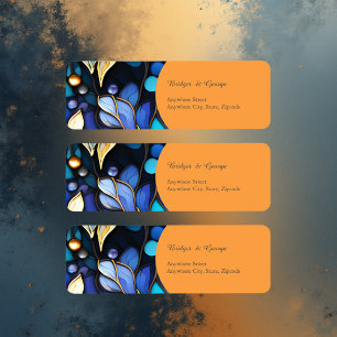 Blue & Gold Floral Stained Glass Elegant wedding