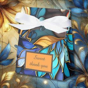 Blue & Gold Floral Stained Glass Elegant wedding Favour Box