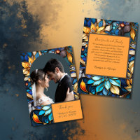 Blue & Gold Floral Stained Glass Elegant wedding