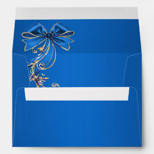 Blue Gold Flower Envelope