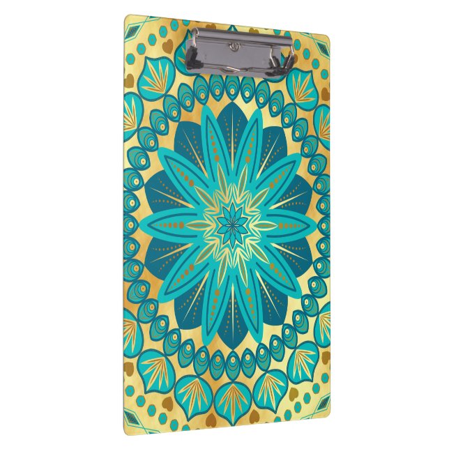 Blue Gold Flower Mandala Clipboard (Right)