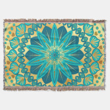 Blue Gold Flower Mandala