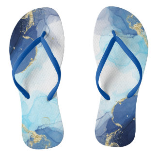 Blue Gold Fluid Art In Alcohol Ink Technique Jandals
