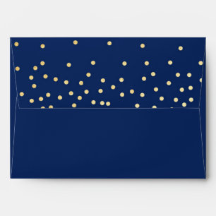 Blue Gold Foil Confetti Dots Invitation Envelope