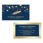 Blue Gold Foil Confetti Feather Vintage Quill Pen