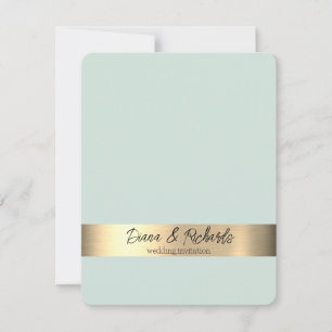 Blue Gold Foil Rustic Faux Wedding Invitation