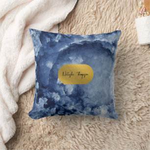 Blue Gold Foil Sea Crystals Signature   Cushion