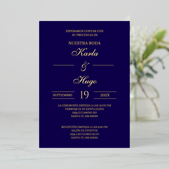 Blue gold foil Spanish Wedding (Standing Front)