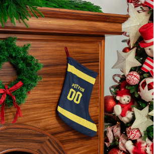 Blue & Gold Football Team Personalised Small Christmas Stocking